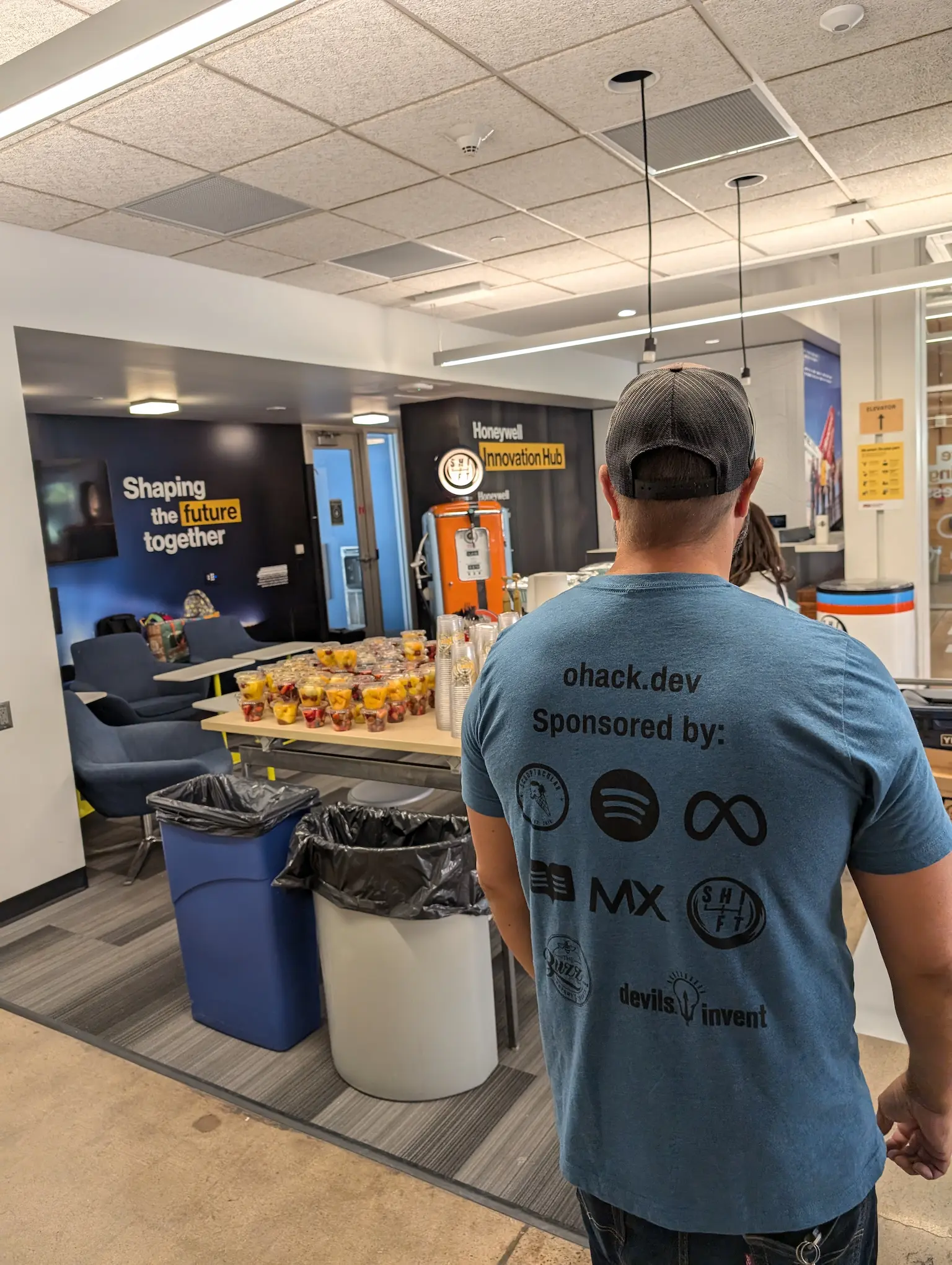 Food table setup in the G-Wing Generator Lab